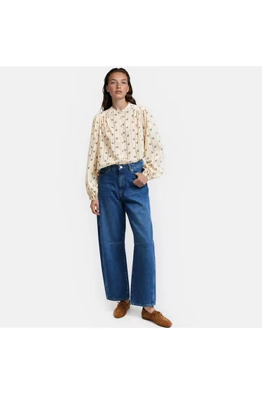 Signatures Lise Floral Print Oversize Mandarin Collar Shirt