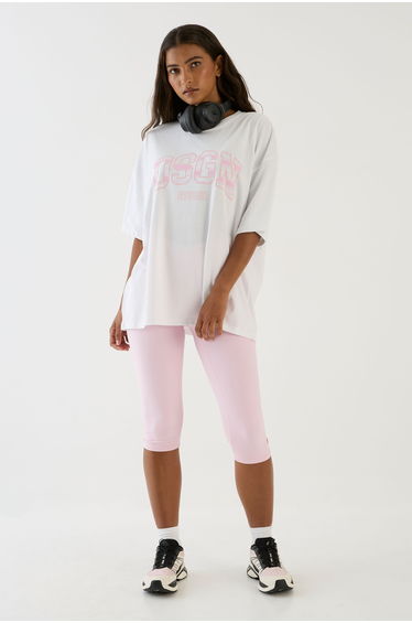 DSGN Studio Collegiate Stripe Print Oversized T-Shirt - white