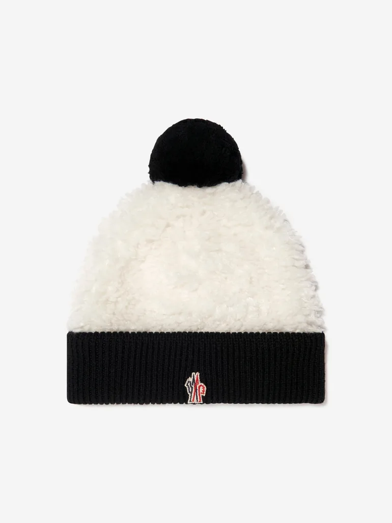 Girls Faux Fur Logo Bobble Hat