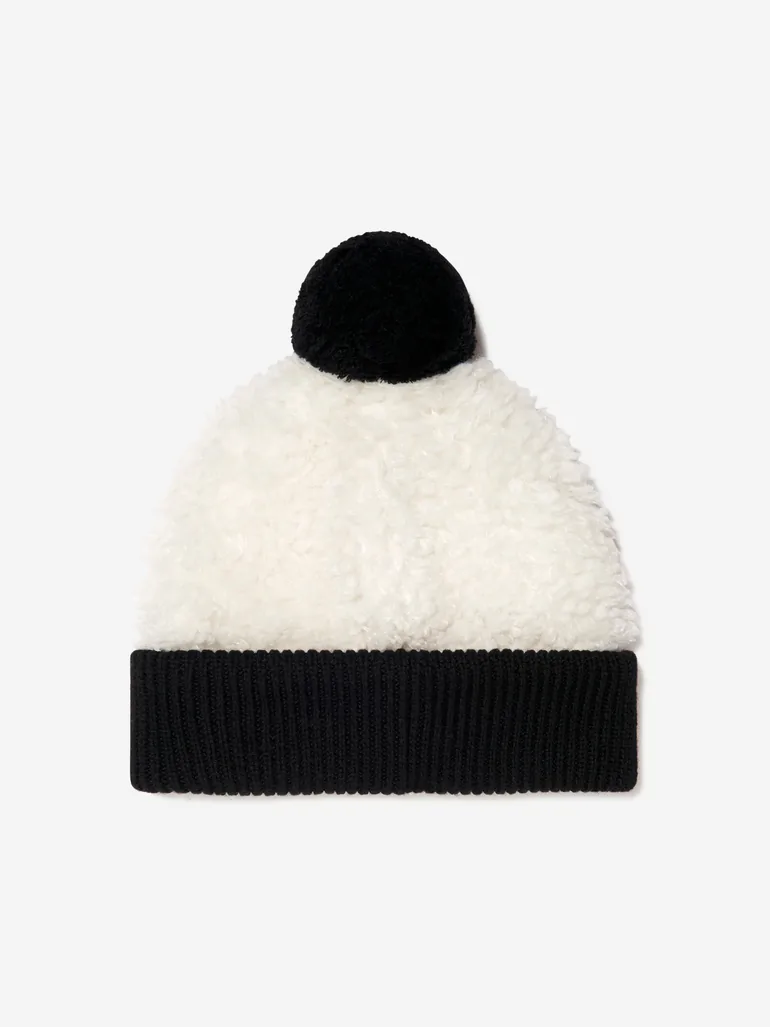 Girls Faux Fur Logo Bobble Hat - 1