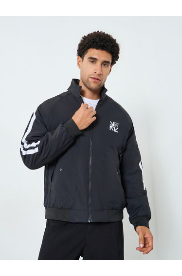 Men Black Zip-Up Track Jacket