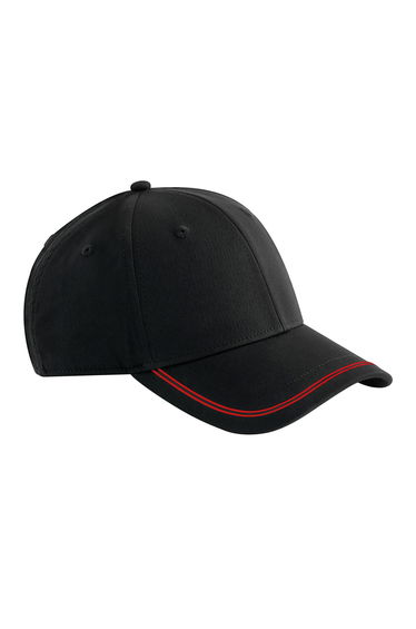 Beechfield Match Day Baseball Cap - Black/Red