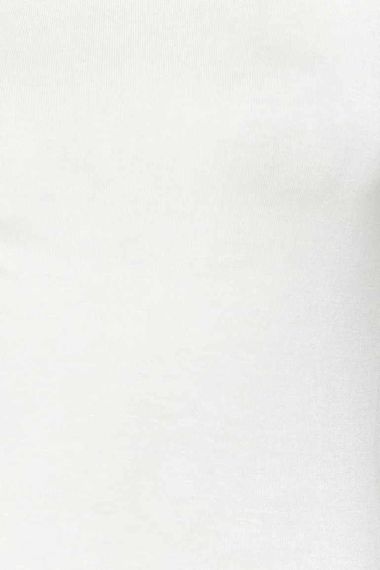 Ecru Premium Viscose Fitted Moon Sleeve Knitted Blouse - 5