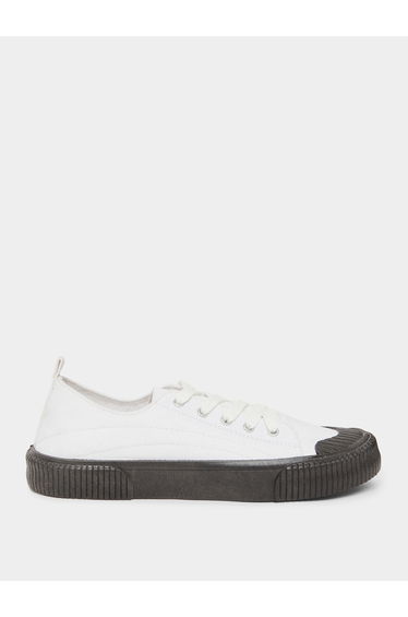 Men Canvas Contrast Sole Sneakers