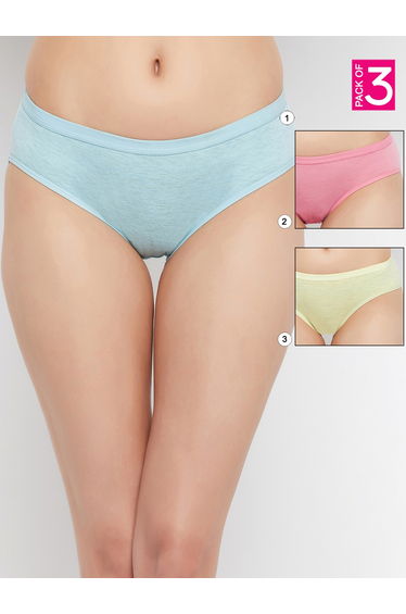 Pack of 3 - Melange Low Rise Cotton Bikini Briefs