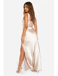 Petite Bridesmaid Satin Square Neck Maxi Dress - 1