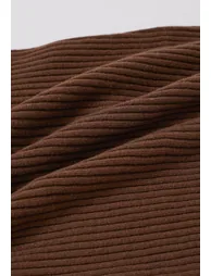 Twist Cutout Neck Ribbed Knit Top in Brown - 8