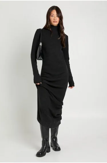 Tall Super Soft High Neck Knitted Maxi Dress\