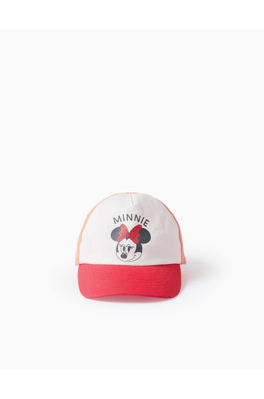 Twill Cap With Minnie Print For Babies And Girls White Red Orange