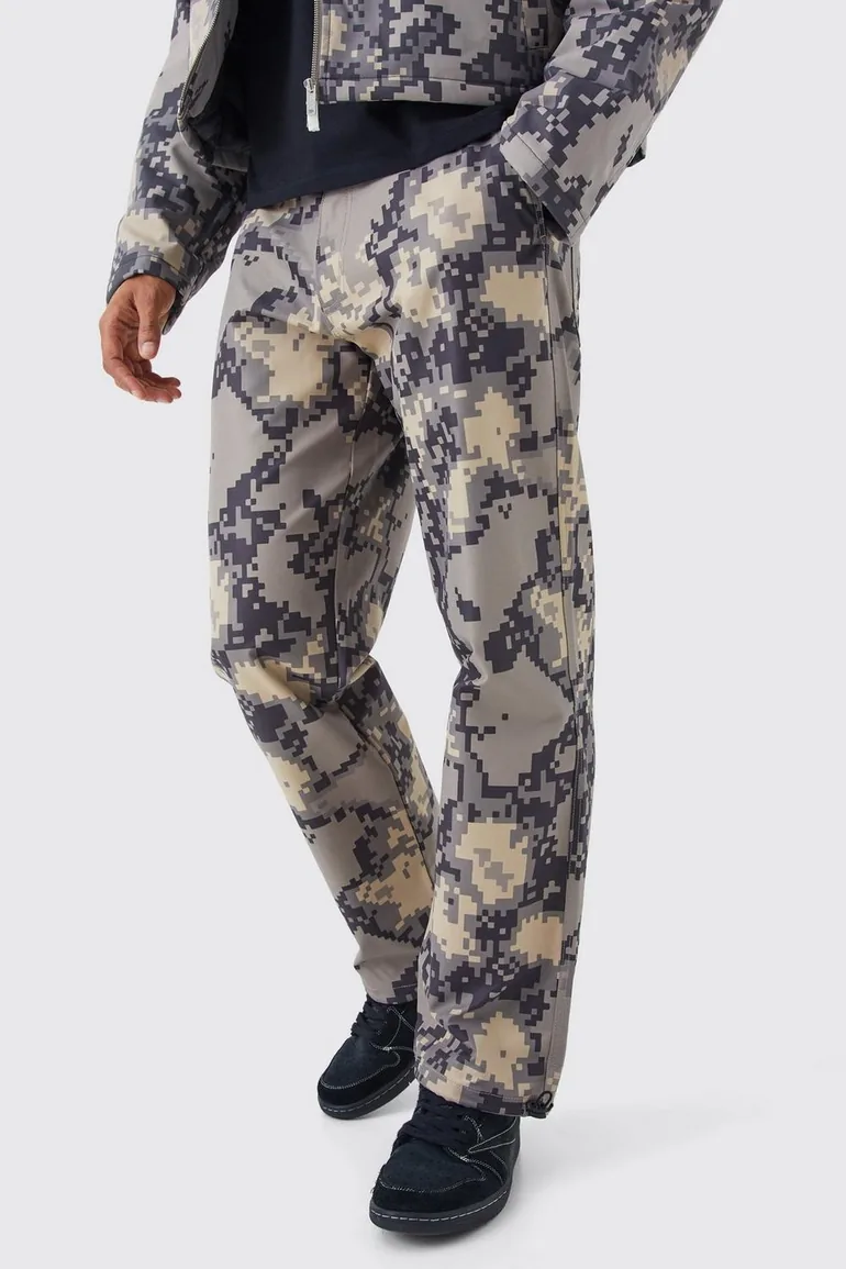 Relaxed Pixelated Camo Trouser - stone