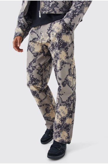 Relaxed Pixelated Camo Trouser - stone