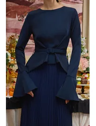 Chiffon Splicing Bell Sleeve Maxi Dress - 6