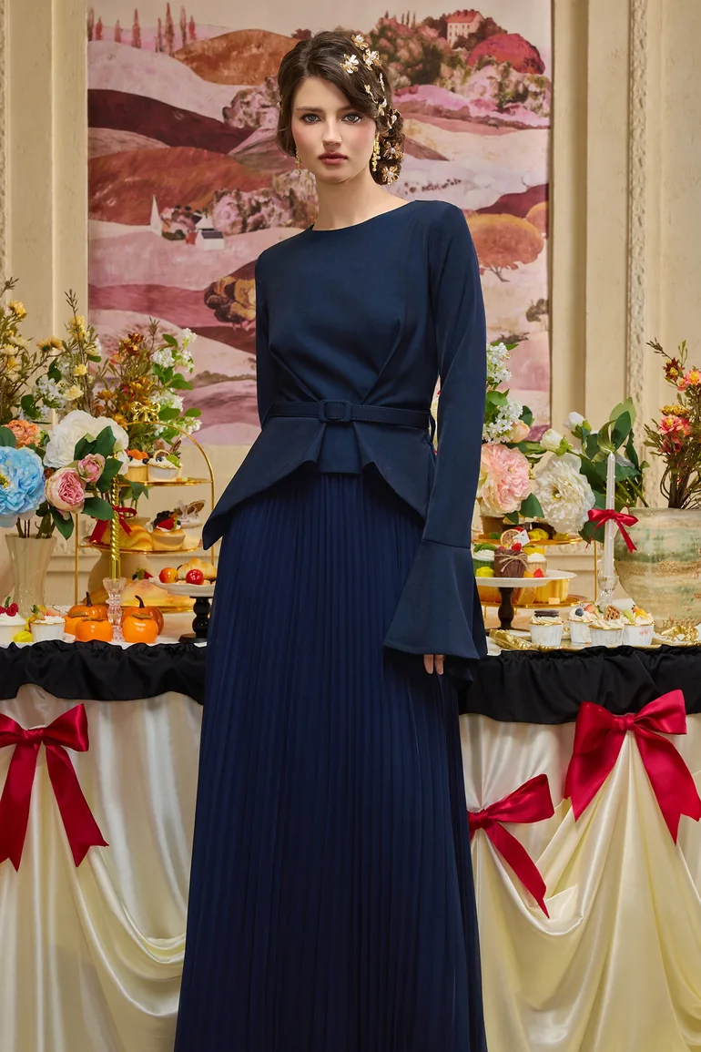 Chiffon Splicing Bell Sleeve Maxi Dress - 3