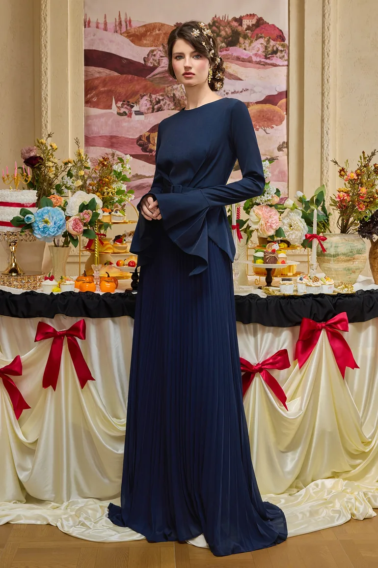 Chiffon Splicing Bell Sleeve Maxi Dress - 5