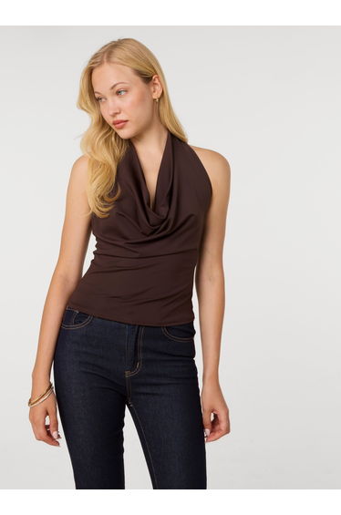 Halterneck Cowl Soft Stretch Top