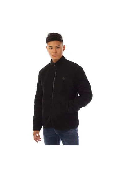 Men's Fred Perry Zip Through Borg Fleece in Black