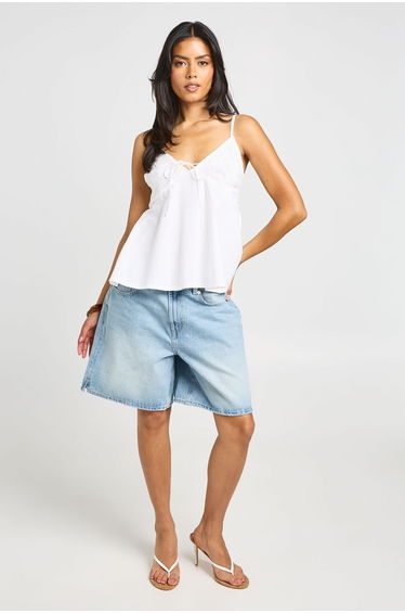 Lace Bust Detail Floaty Cami - white