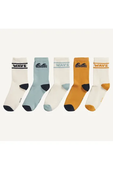 Pack of 5 Pairs of Surf Theme Socks