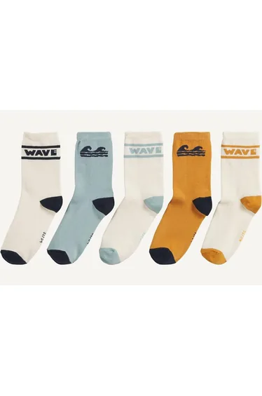 Pack of 5 Pairs of Surf Theme Socks