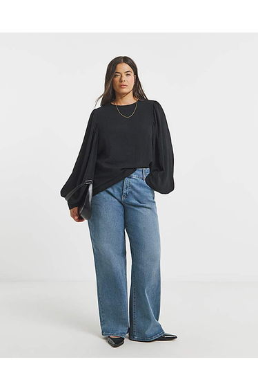 Black Exaggerated Sleeve Blouse