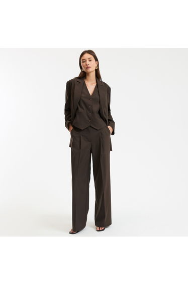 Pleated Wide Leg Trousers with High Waist