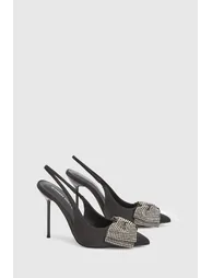 Satin Embellished Bow Slingback Heeled Shoe - 2