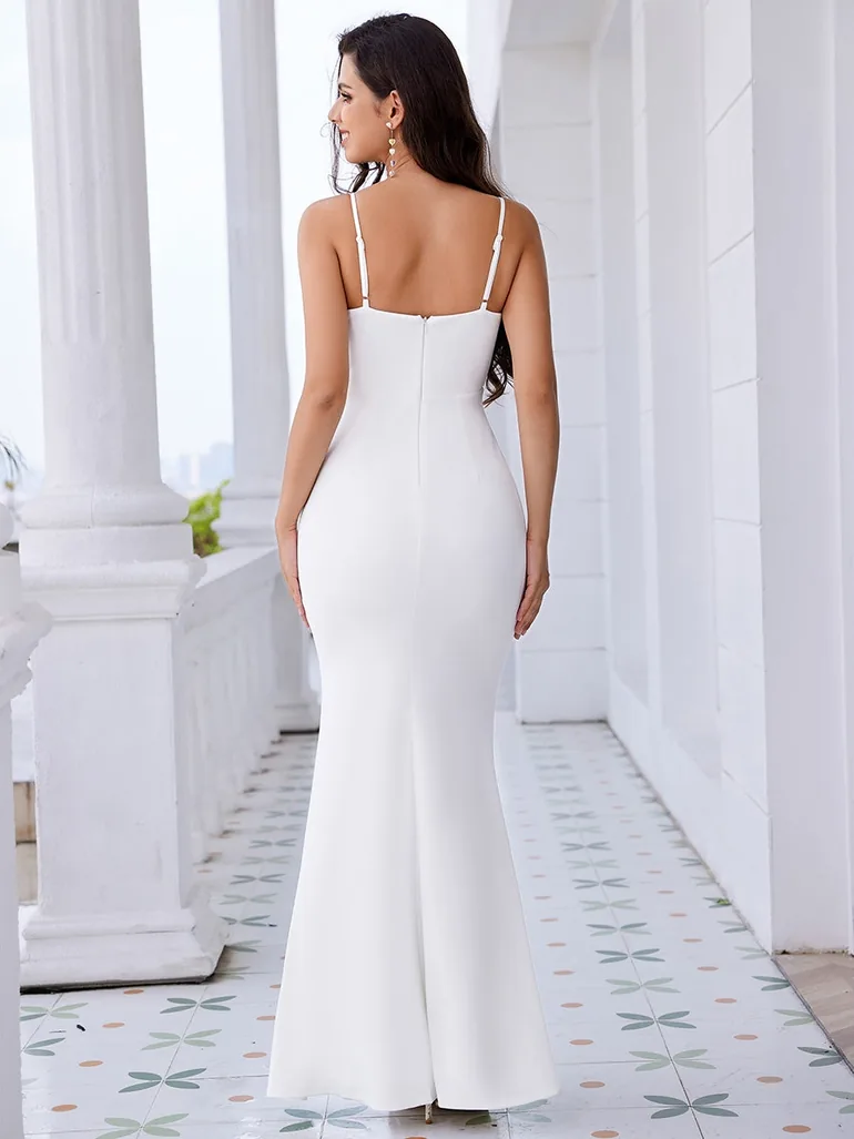 Elegant Spaghetti Strap Beaded Bodycon Formal Evening Dress - 1