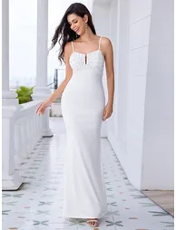 Elegant Spaghetti Strap Beaded Bodycon Formal Evening Dress - 3