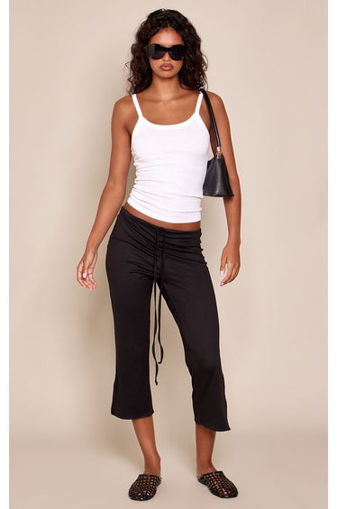 Black Soft Jersey Cropped Trouser
