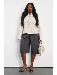 Plus Twill Cargo Jort - charcoal - 1