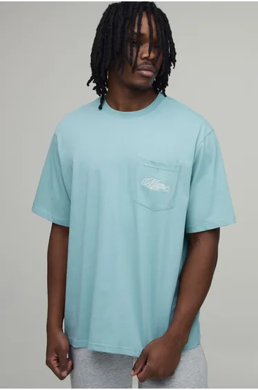 TALL Man Relaxed Pocket T-shirt - dusty blue