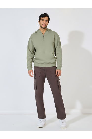 Quarter Zip Relaxed Fit Fleece Hoodie