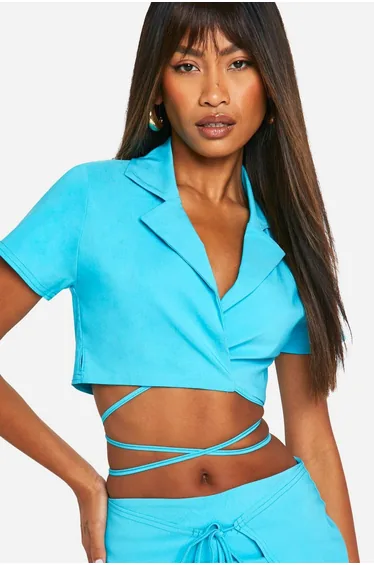 بليزر قصير إستريتش بربطة خصر