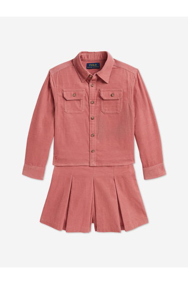 Ralph Lauren Girls Corduroy Shorts Set in Pink
