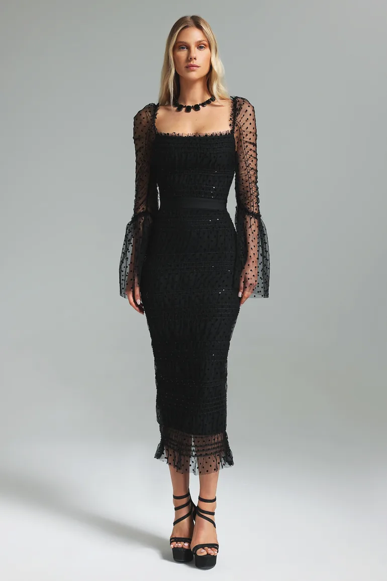 crana mesh midi dress Crana Mesh Midi Dress