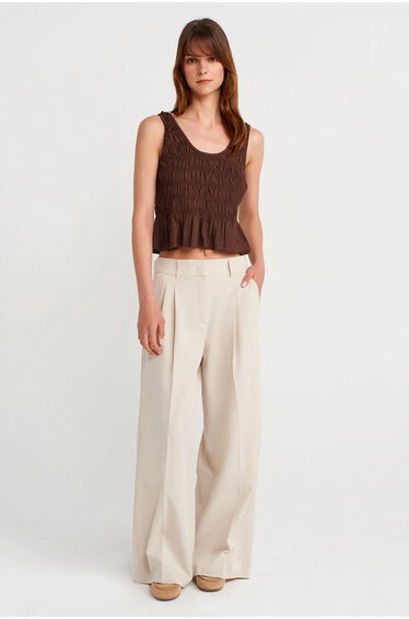DILVIN Textured Cotton-modal Crop Cami Blouse