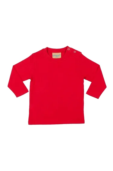 Larkwood Baby Unisex Plain Long Sleeve T-Shirt - Red