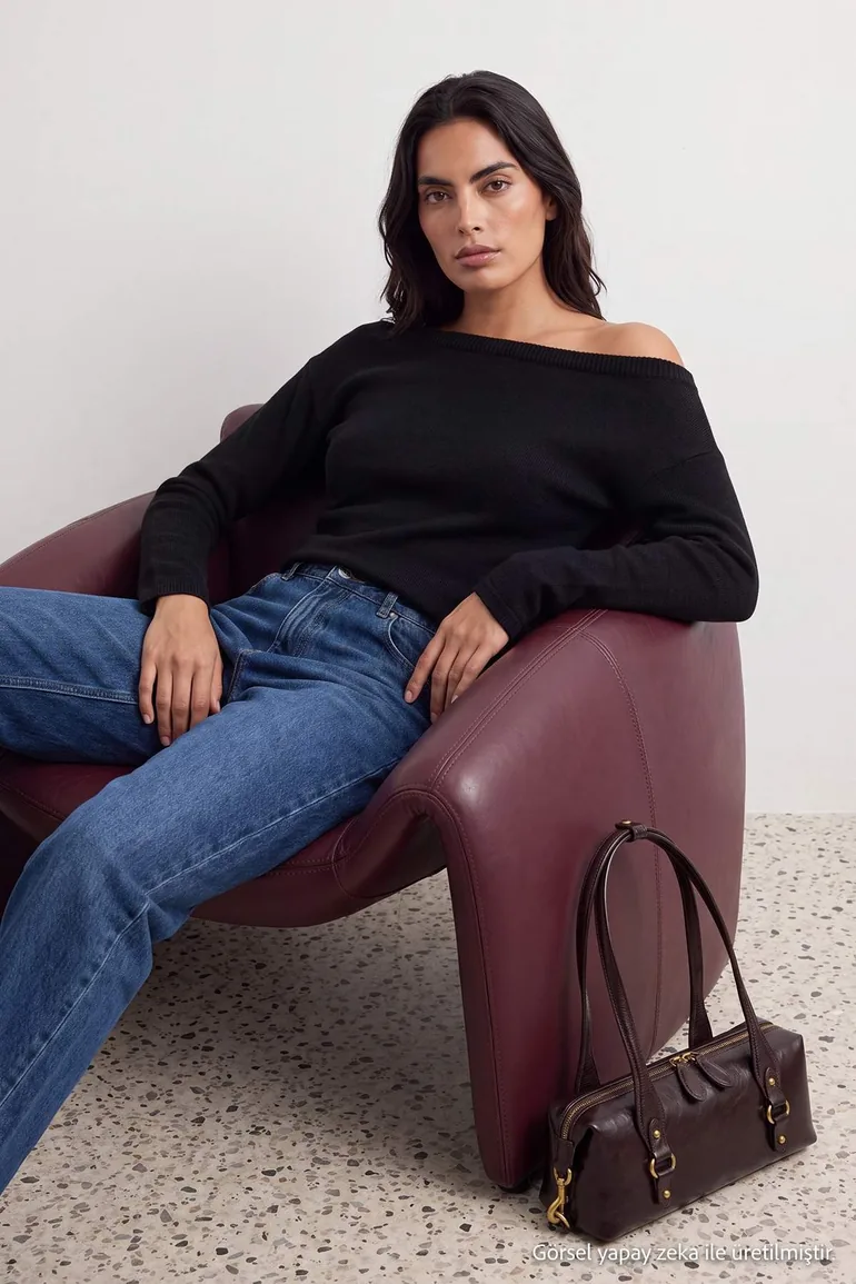 سترة أسود محبوك بأكمام طويلة - 3