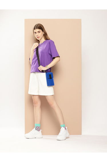 Women Purple Oversized Graphic T-Shirt