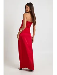 Satin Fishtail Maxi Skirt - red - 1