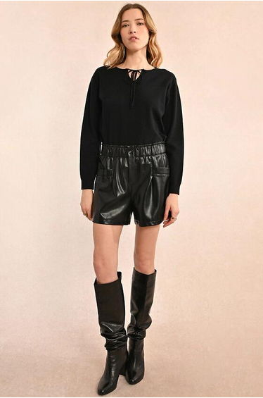 Faux Leather Shorts in Cotton Mix