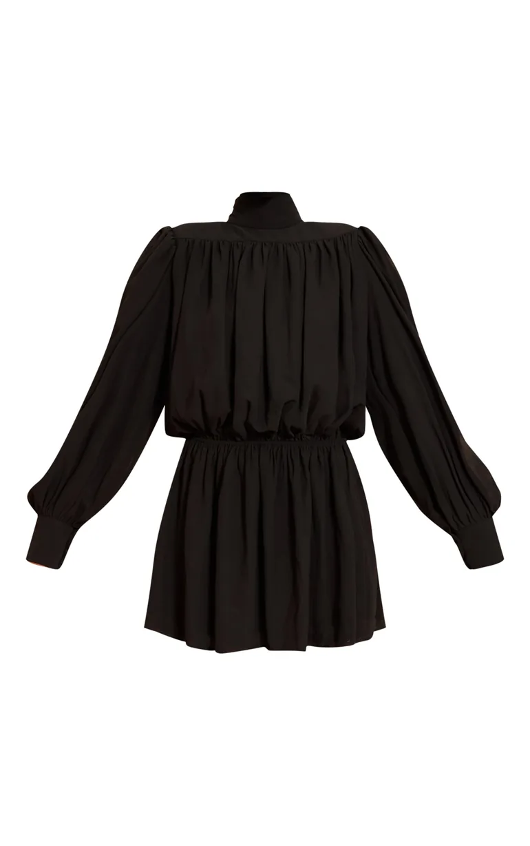 black shift dress with chiffon sleeves Black Structured Chiffon Long Sleeve Shift Dress Prettylittlething Black :  Evening Dresses : VogaCloset Oman