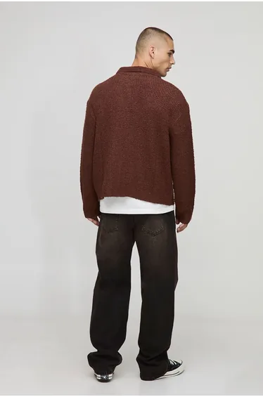 قميص بوهو مان بني بأكمام طويلة