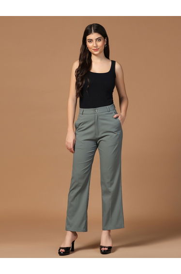 Dark Green Stretchable Regular Trousers
