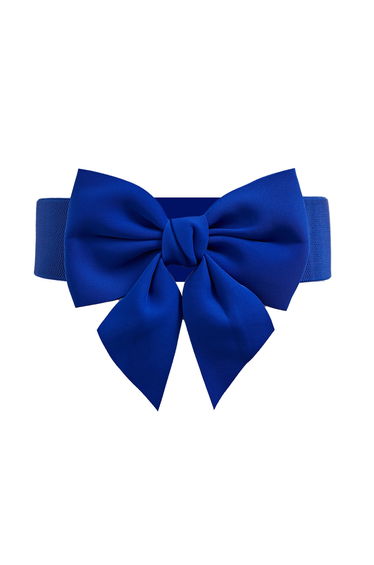 Stretchy Solid Color Bowknot Corset Belt in Blue