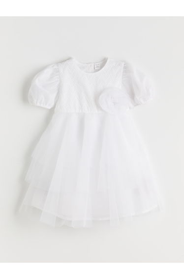 Balloon Sleeve Girls' Tulle Dress