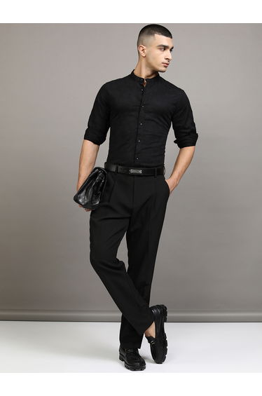 Regular Fit Mandarin Collar Shirt