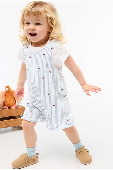 2-Piece T-shirt + Playsuit Set WHITE