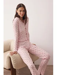 بيجامة ترينديول قطن زهري - 1