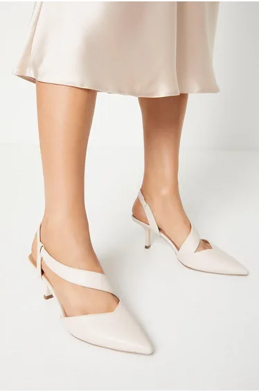 Evelyn Asymmetric Slingback Kitten Heel Court Shoes